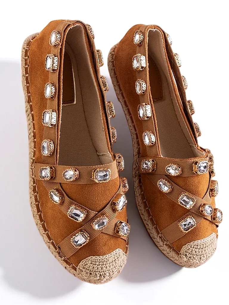 Коричневые женские эспадрильи с украшениями Wamba