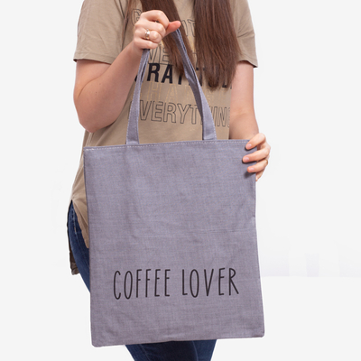 Dark gray fabric bag with an inscription - Accessories