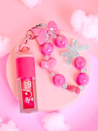 Lip gloss for children with bracelet Raspberry
