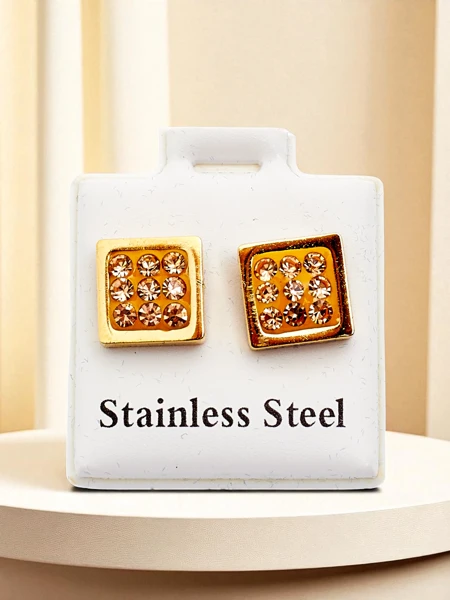 Royalfashion Women's square earrings with cubic zirconia