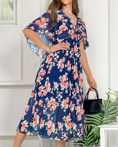 Royalfashion Naiste plisseeritud lilleline midi-kleit