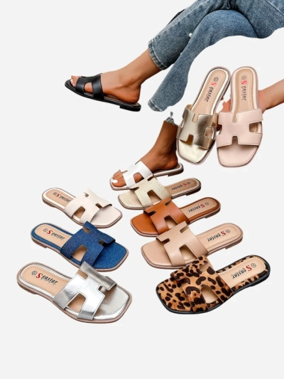 Royalfashion Женские слайдеры на плоской подошве Eval