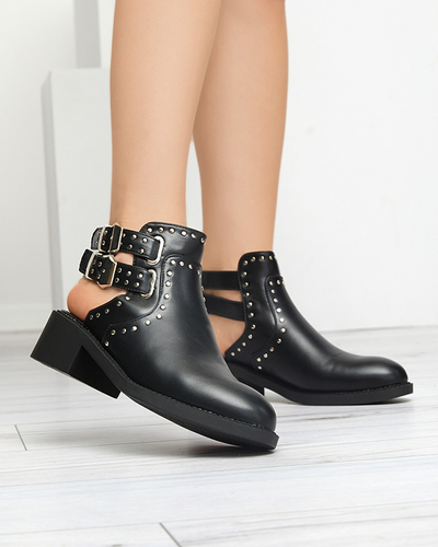 Czarne damskie botki z wycięciami Dlagona- Obuwie