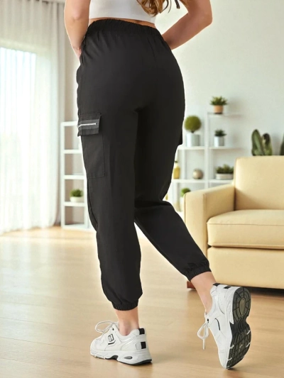 Pantaloni Elenna Sportlikud Pikad Mustad Taskuga