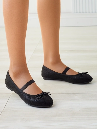 Royalfashion Shiny women's ballet flats with bow and elastic Safte