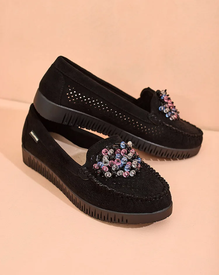 Royalfashion Women's beaded openwork moccasins Namis