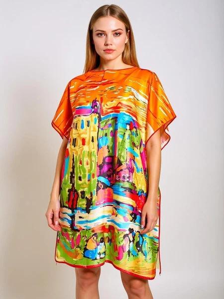 Callista Pareo Dress – Multi-colored Italian Art Inspiration Royalfashion