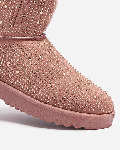 Dark pink women's snow boots with cubic zirconia Rudis - Footwear