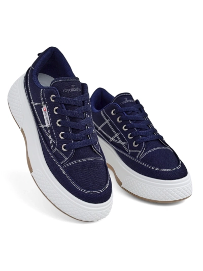 Женские кроссовки Callista на платформе, темно-синие, ткань, весна-лето