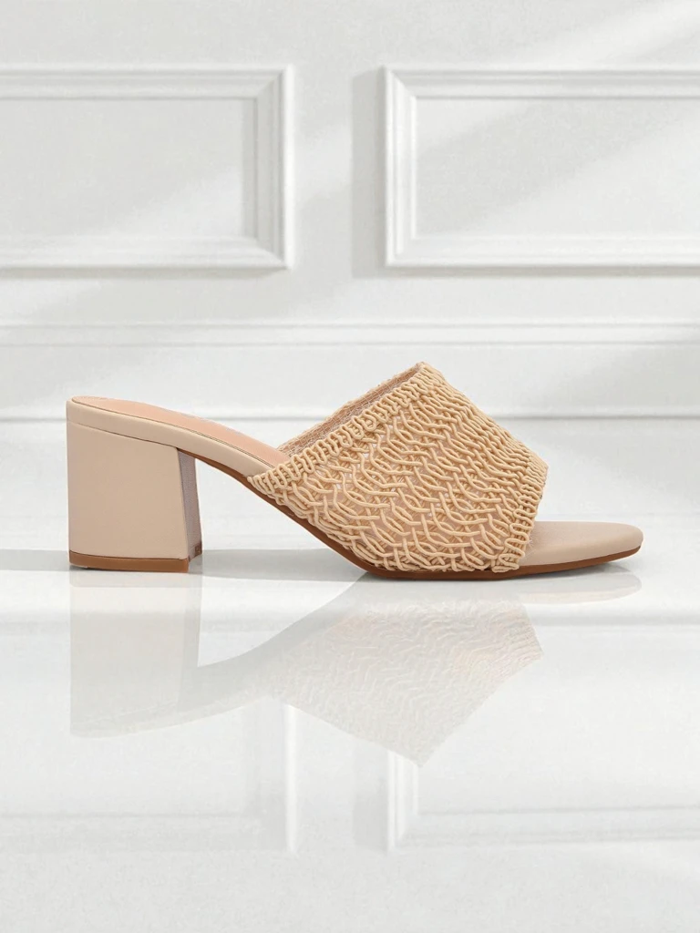 Royalfashion Klapki damskie na obcasie typu słupek Sole Bloom