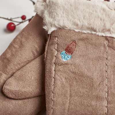 Brown children's mittens with a string and mitts - Gloves