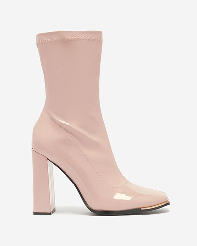 Light pink women's lacquered boots on the Rekila post - Footwear