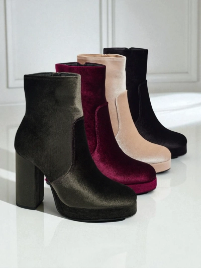 Women's Heeled Ankle Boots Velour Style Miss