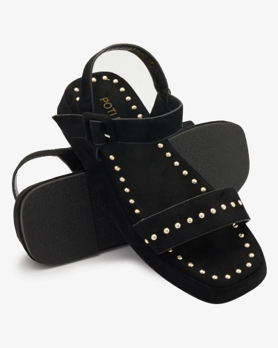 Black women's sandals with rhinestones Franssia - Footwear