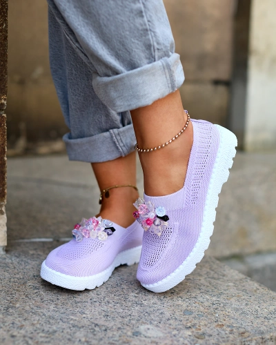 Royalfashion Lillad kristallidega naiste kangast mokasiinid Fezens