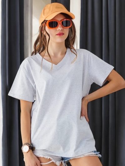 Royalfashion Women's Cotton Casual T-shirt with V-neck