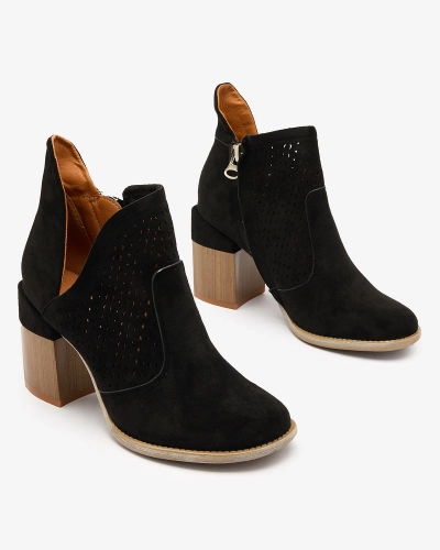 Royalfashion Black women's boots on a post and with a cutout Neafla
