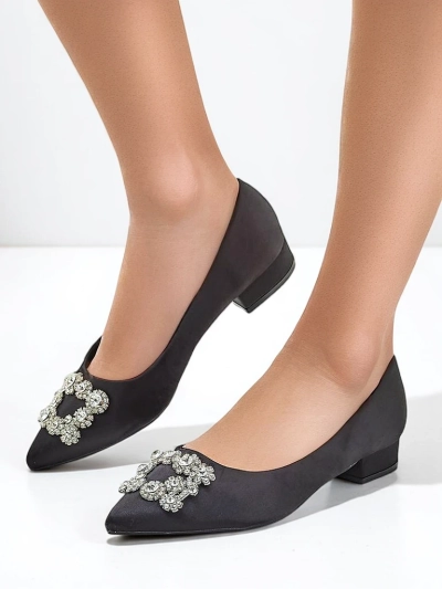 Royalfashion Women's satin-like ballerinas with a buckle Legant
