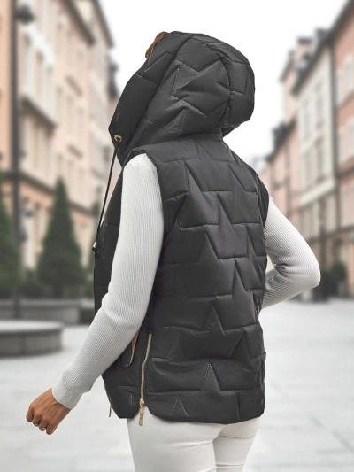 Tepitud kapuutsiga naiste vest Steel Ember