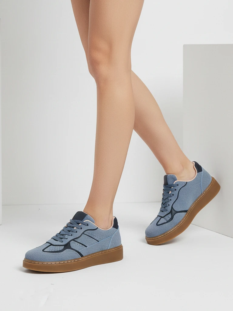 Sneakersy Damskie Luna Niebieskie Ekologiczne Casualowe