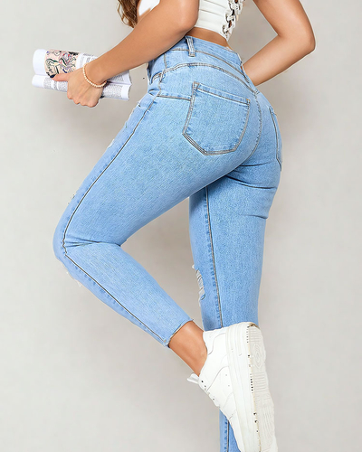 Royalfashion Women's tube jeans with rubbing