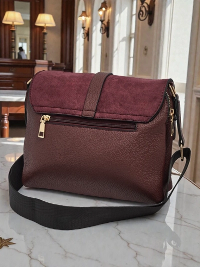 Aurora Women's Handbag Burgundy Leather Elegant for Everyday