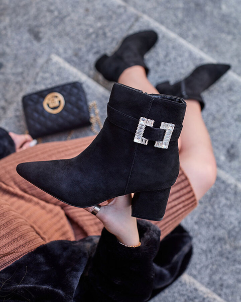 Royalfashion Black women's low stiletto boots Masemart