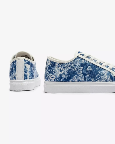 OUTLET Blue and white women's sneakers with print Denoll- Footwear