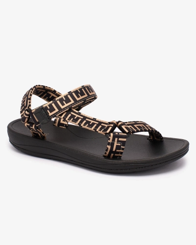 Royalfashion Black and brown women's sports sandals with print Iberifa