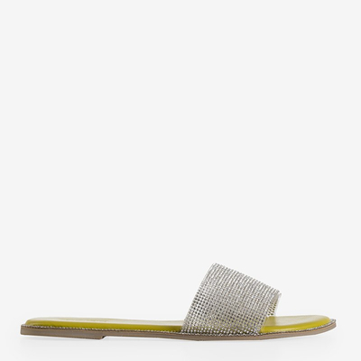 Green women's slippers with cubic zirconia Verina - Footwear