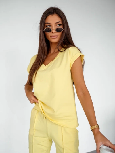 Royalfashion Женский хлопковый повседневный комплект с короткими рукавами