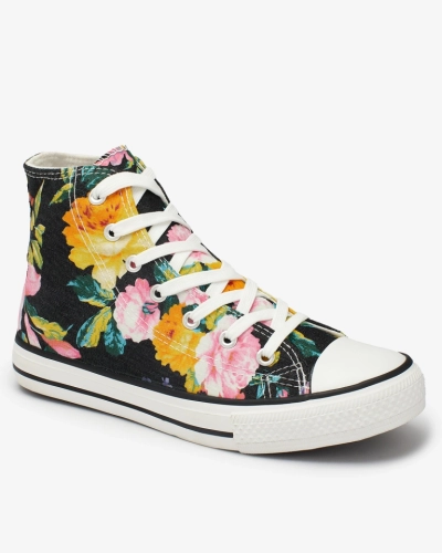 Royalfashion Women's high graphite sneakers with Fahenna colorful floral print