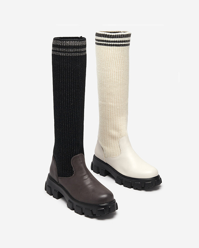 Mustad ja pruunid kõrge libisemisega saapad naistele Alerpi- Jalatsid