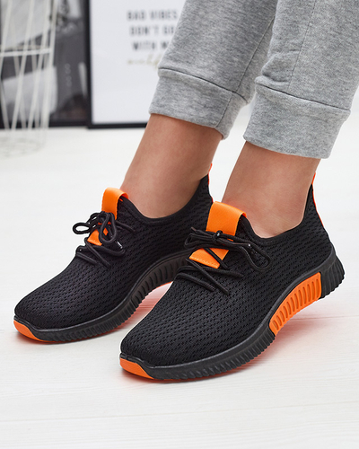 Black women's sports shoes with orange inserts Keteti - Footwear