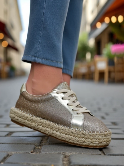 Royalfashion Women's sneakers with glitter Sercele