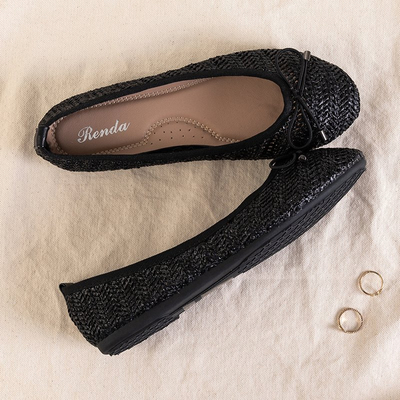 Black women's Wewo braided ballerinas - Footwear