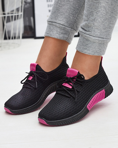 Black women's sports shoes with fuchsia inserts Keteti - Footwear