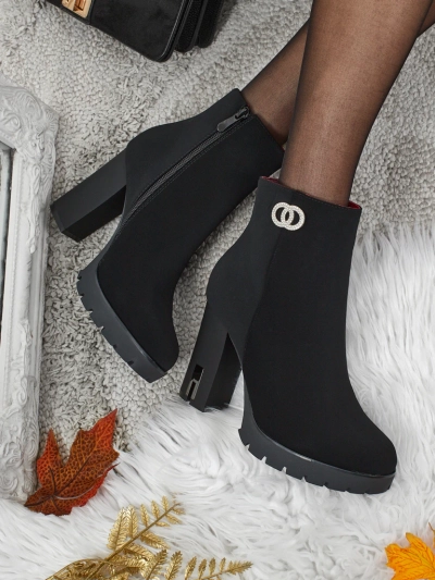 Women's ankle boots made of matte eco-leather on a block heel Olivane