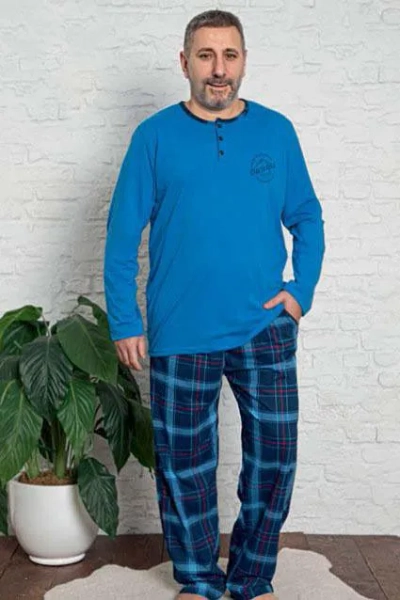 Royalfashion Мужские хлопковые пижамы в клетку РАЗМЕР ПЛЮС