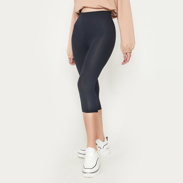 Women's 3/4 length navy blue leggings - Clothing