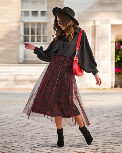 Royalfashion Mønstra kvinners midi-skjørt med tulle