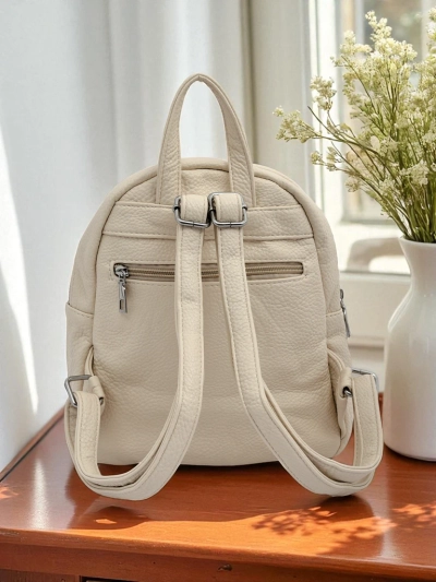 Astrea Classica women's eco-leather backpack in white and beige