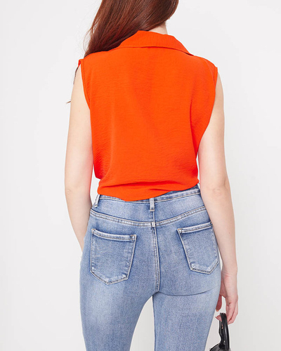 Orange crop top blouse fastened with buttons - Clothing