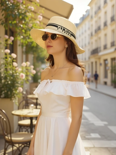 Royalfashion Женская соломенная шляпа Elegance Ribbon