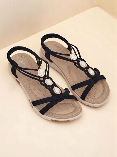 Royalfashion Callista naiste sandaalid – mustad tsirkoonidega espadrillid suveks