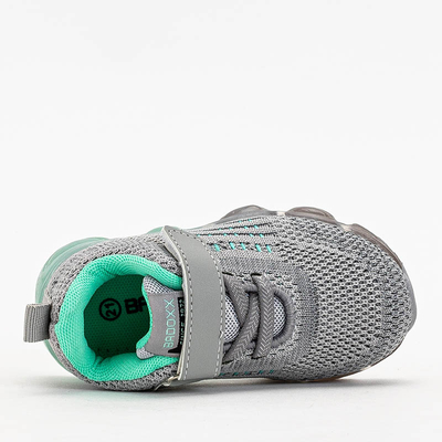 Gray children's sports shoes with mint Dons elements - Footwear