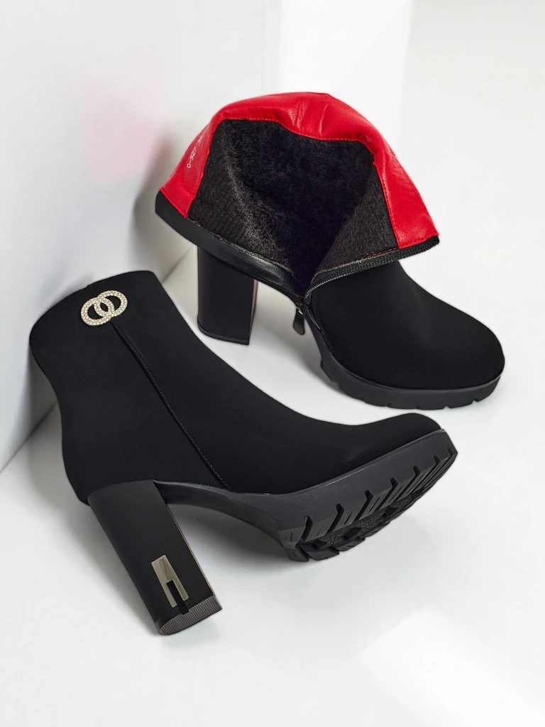 Women's ankle boots made of matte eco-leather on a block heel Olivane