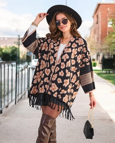 Royalfashion Women's poncho med trykk