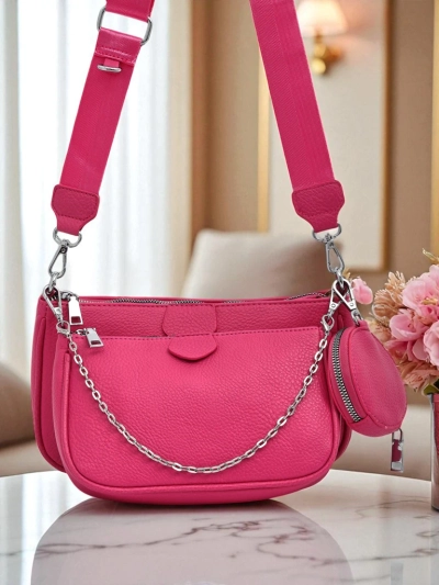Aurelia Fuchsia Women's Leather Mini Handbag with Chain