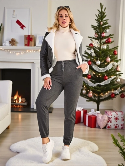 Royalfashion Women's Plus Size Fleece Sweatpants